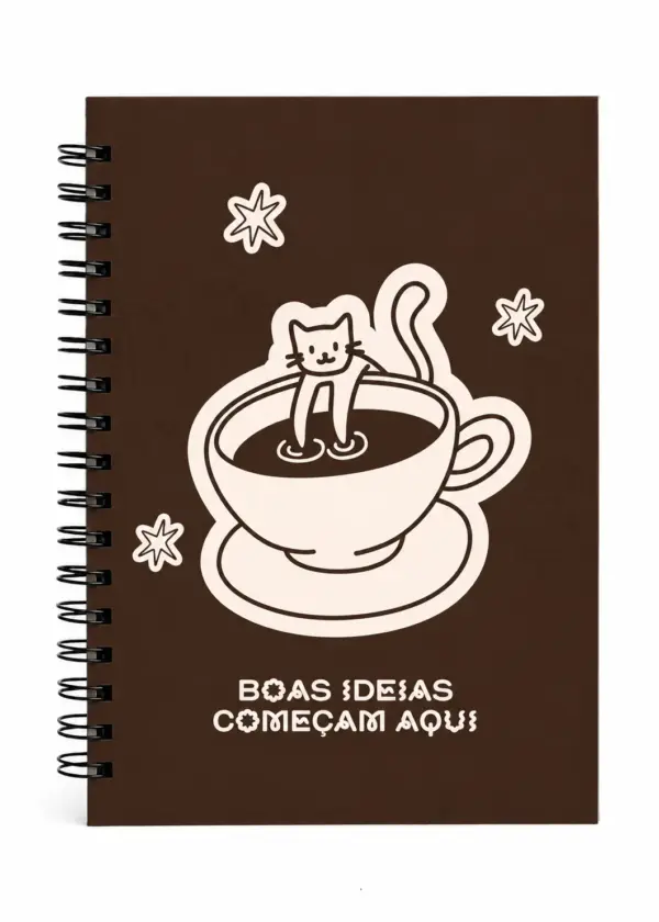 Caderno Colegial 17x24 Coffee Lovers - Marrom - Capa Dura