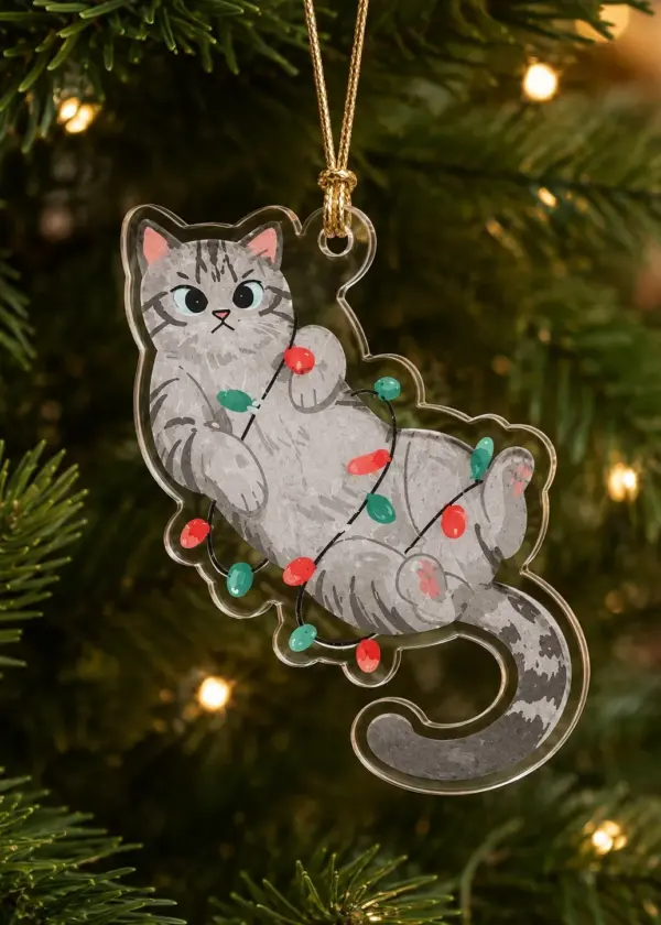 Enfeite de Natal - Gatinho Pisca-Pisca